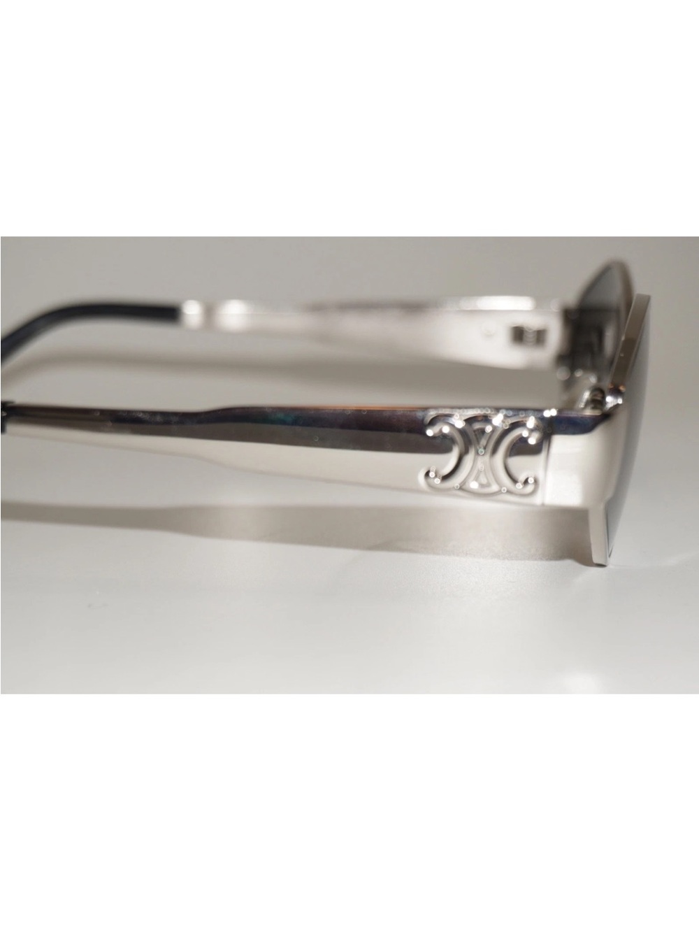 Celine Metal Triomphe 54MM Geometric Silver Sunglasses Gray Tinted Lens CL40254U - Picture 9 of 14